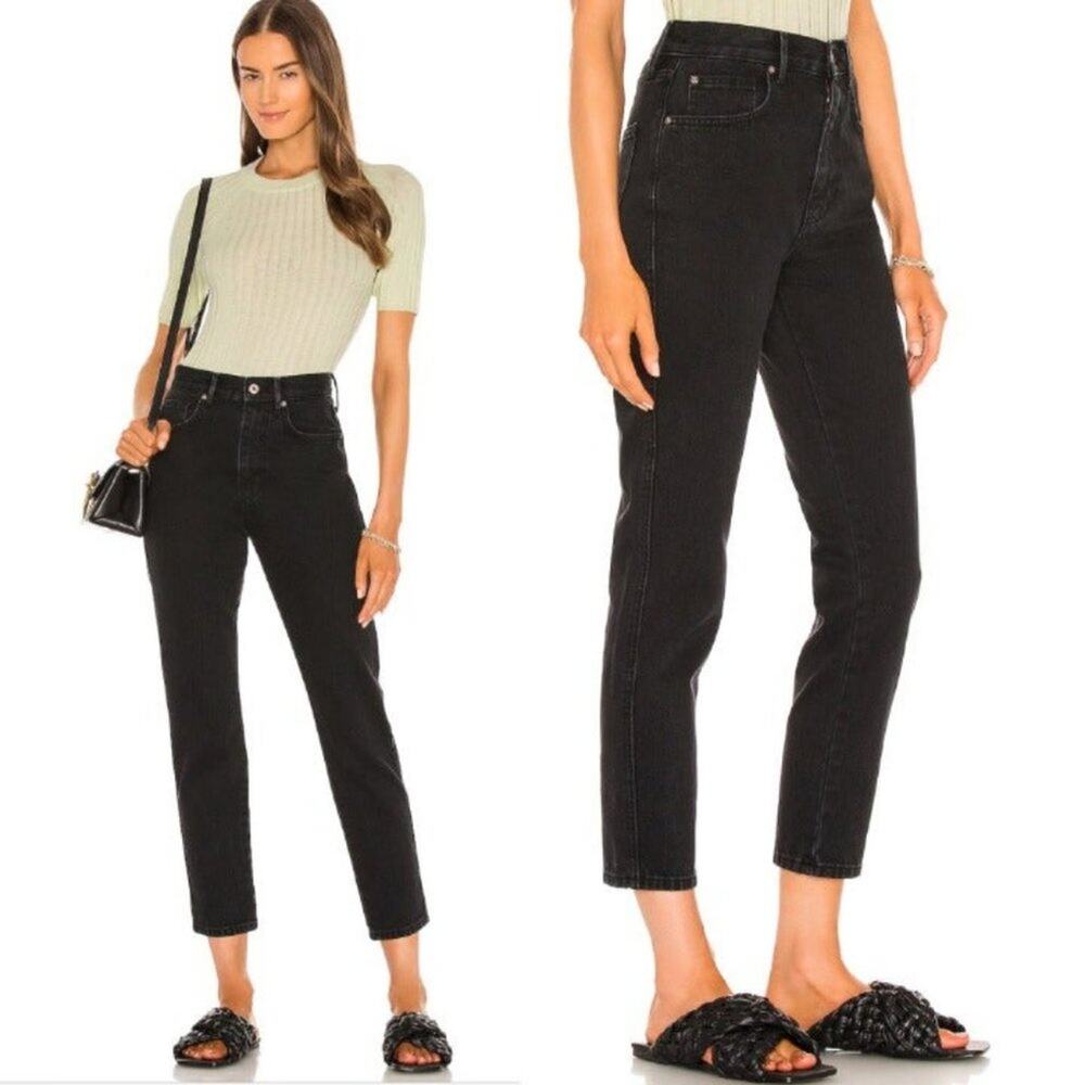 Free People Stove Pipe Jeans 100% Cotton Black Cropped Size 26 NEW